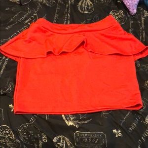 Orange Pencil Skirt w/ Ruffles